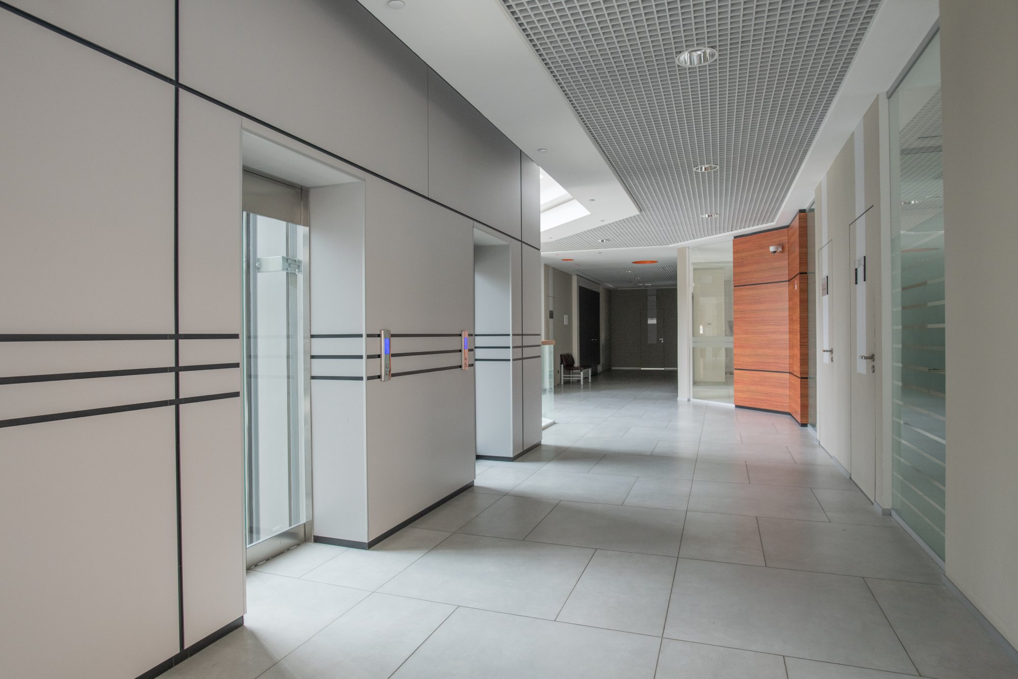 a modern office building hallway