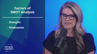 a woman giving an explanation with a video giving a presentation of SWOT Analysis