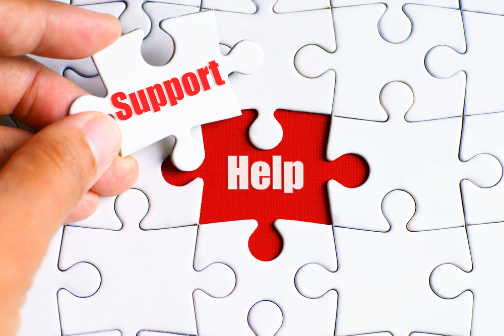 Image of a red puzzle piece labeled "Support," illustrating the concept of continuous help in executing plans effectively.
